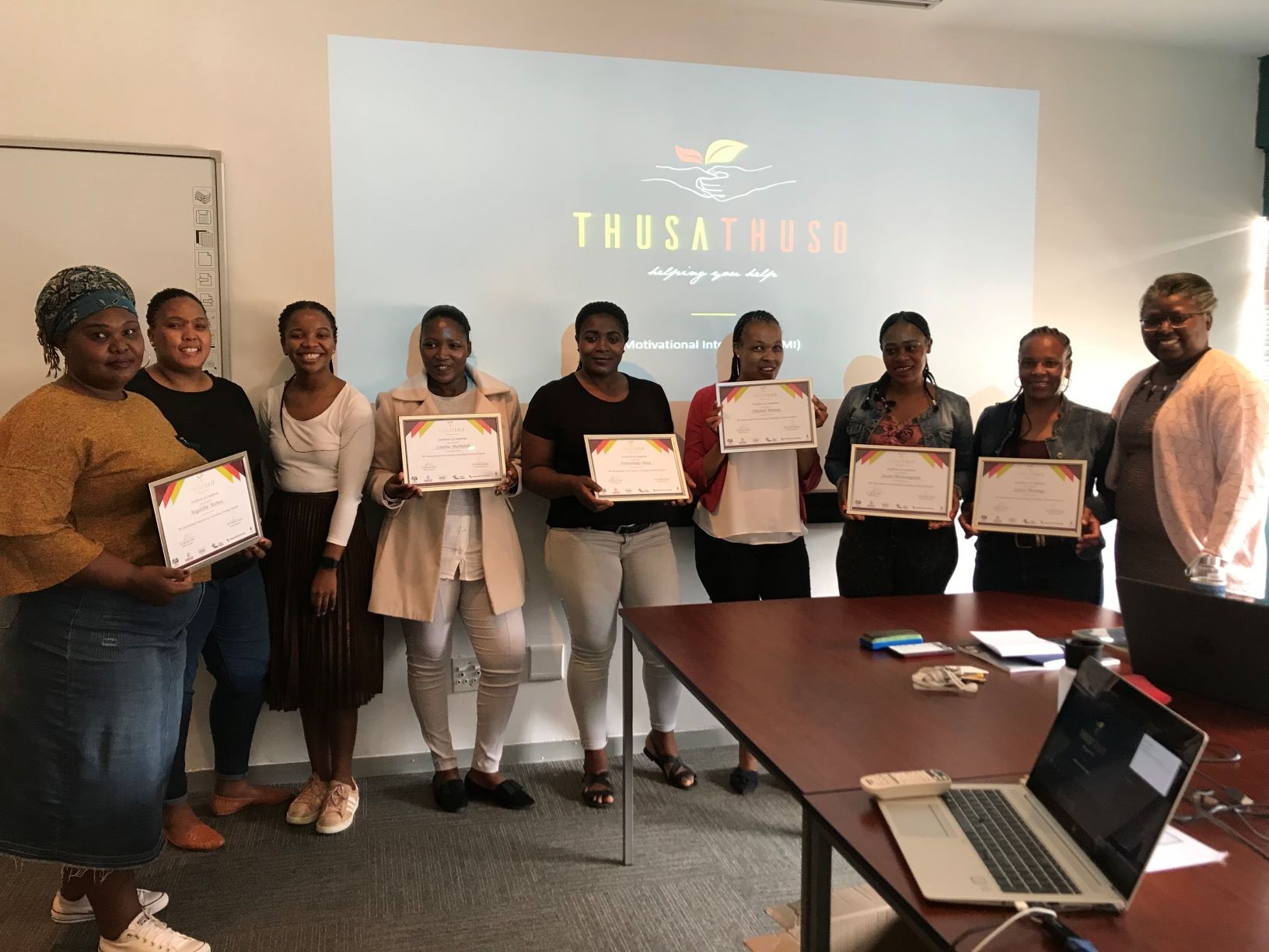 City of Johannesburg counsellors graduating from Thusa-Thuso MI training